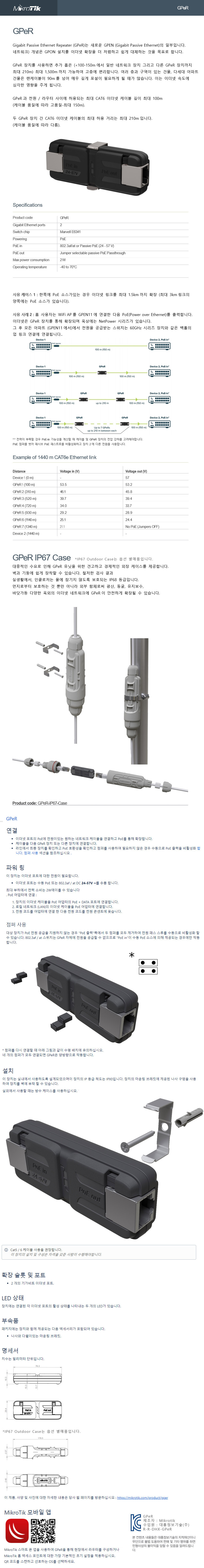 마이크로틱 GPeR 이더넷 리피터