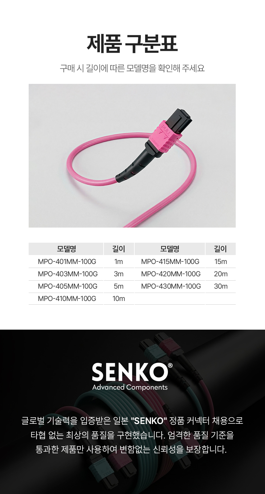 이지넷유비쿼터스 NEXTU 올파이버F2 OM3 MPO 광케이블 (30m)