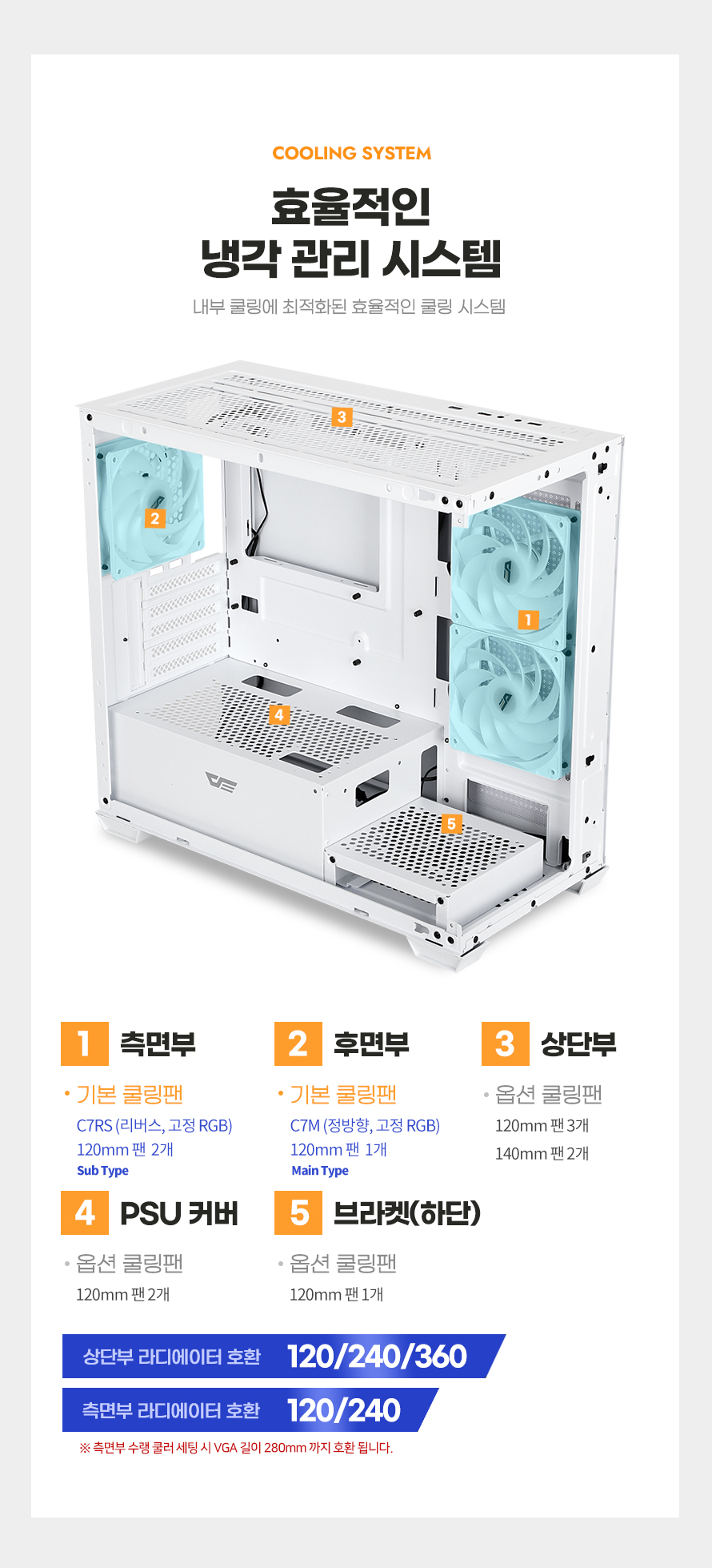 darkFlash DS900M RGB 강화유리 (화이트)