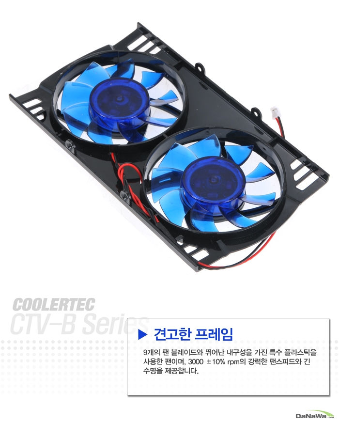 쿨러텍 CTV-B12 BULE Silent 정측면 이미지 및 견고한 프레임 설명