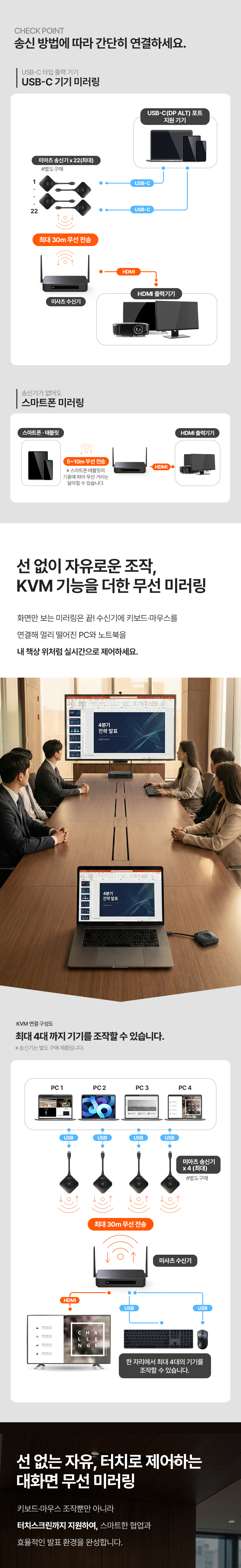 이지넷유비쿼터스 NEXTU 미사츠 HDMI 4K30Hz 프리젠테이션 무선 동글 화면 공유 미러링 수신기
