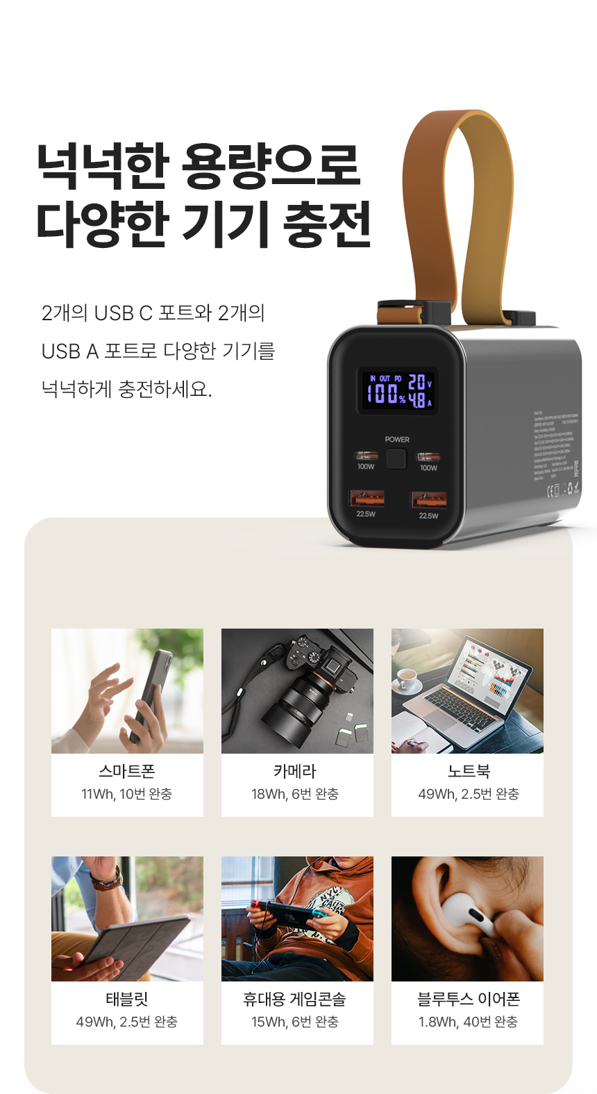 이지넷유비쿼터스 NEXTU PD 100W 보내오 보조배터리 3014TQPB 30000mAh