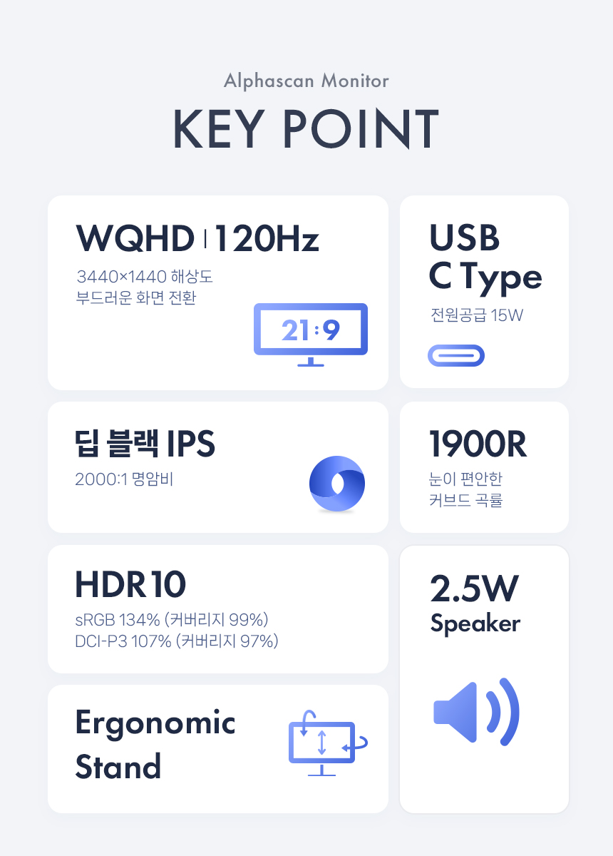 알파스캔 3425Q120 울트라와이드 WQHD 딥 블랙 IPS 120 USB-C HDR 높낮이 무결점