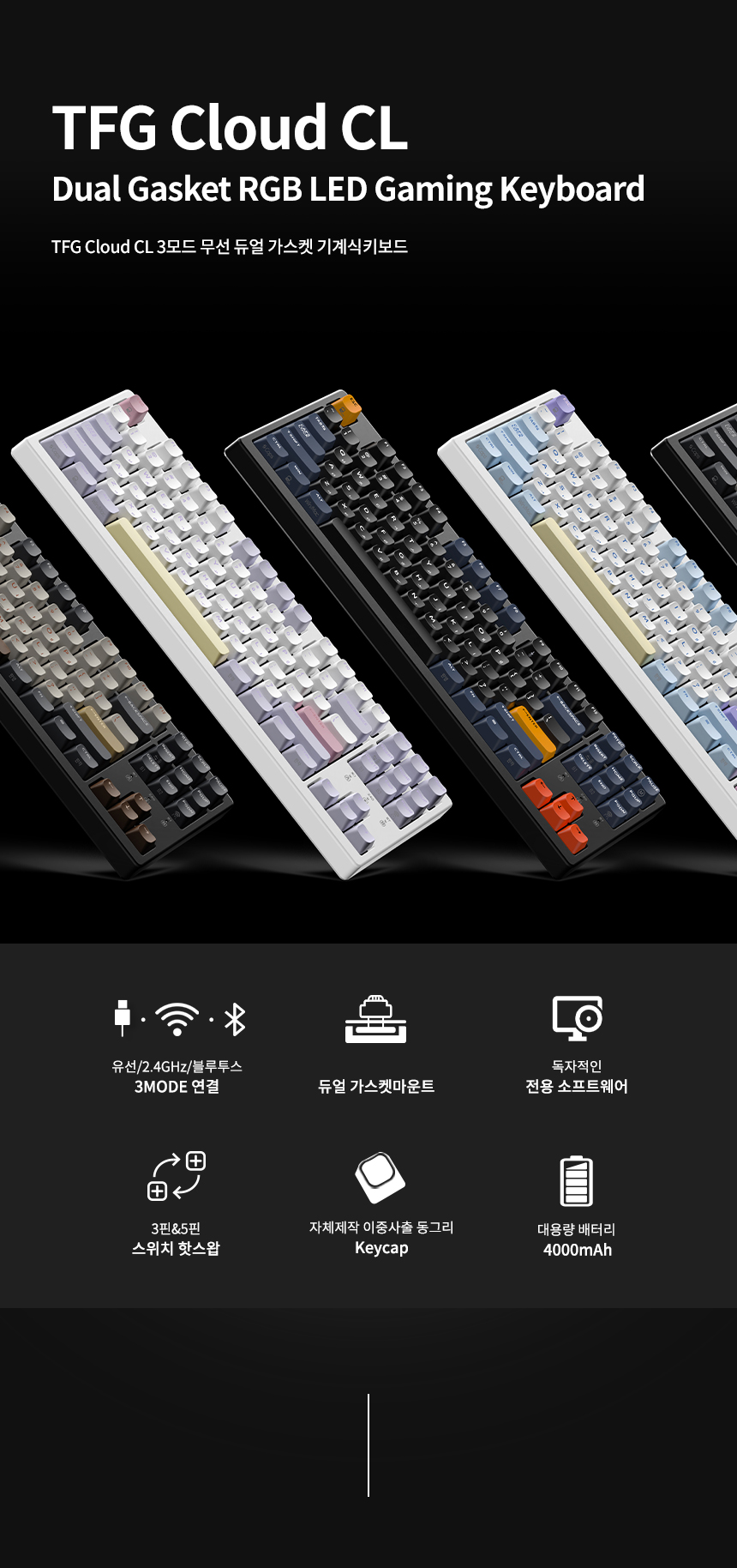 한성컴퓨터 TFG Cloud CL 유무선 기계식 비너스네이비 (핑크솔트 토독)