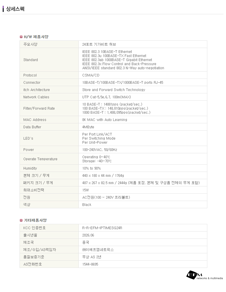 EFM ipTIME SG24000R 스위치허브