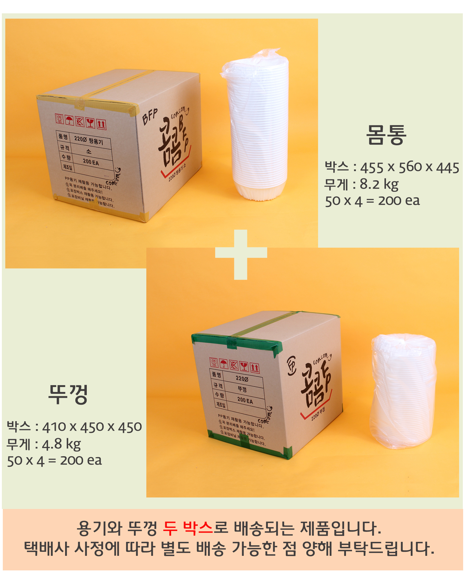 배송되는 박스의 사이즈와 무게가 표기된 이미지가 있고 배송기간 및 방법에 대한 안내 이미지가 보인다.