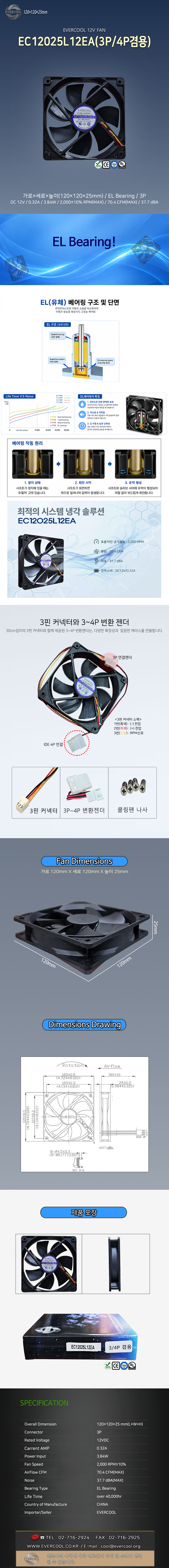 EVERCOOL EC12025L12EA(3P/4P겸용)