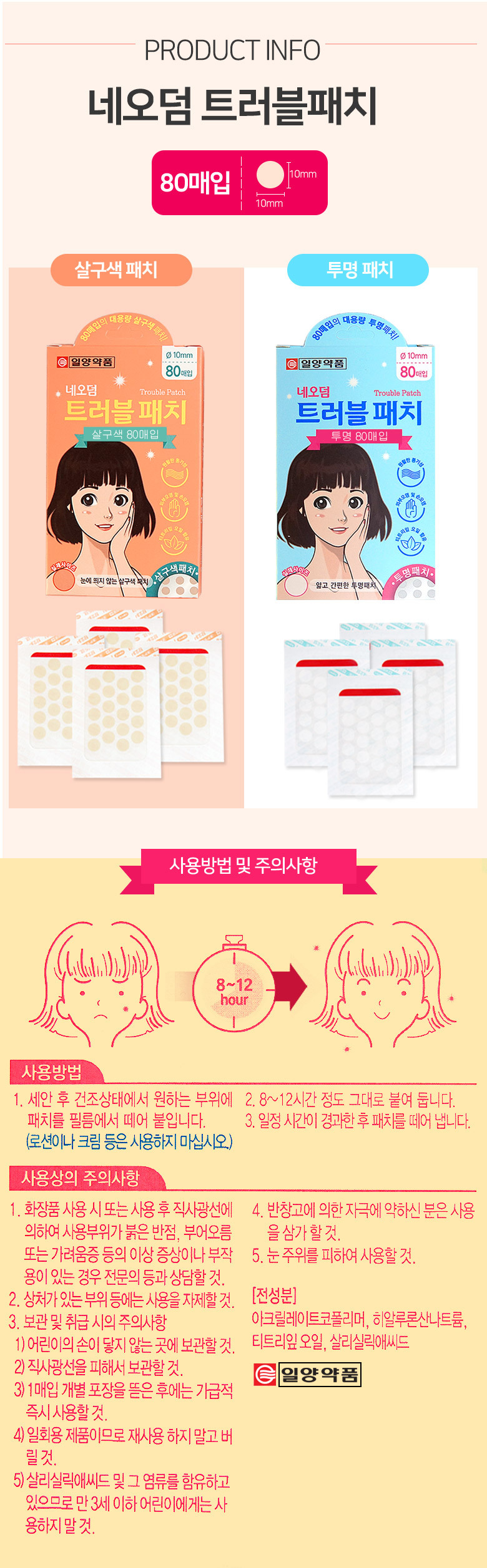 Ilyang Pharmaceutical Neoderm Transparent Acne Patch (80 Patches x 3 Packs)