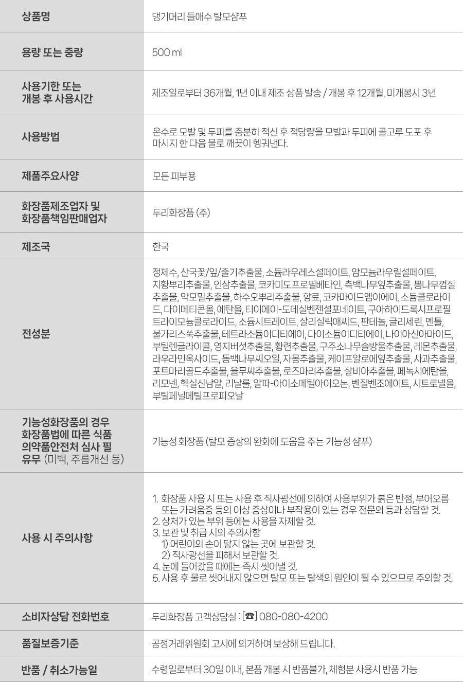 Daeng Gi Meo Ri Deul-ae-su Hair Loss Relief Shampoo 500ml