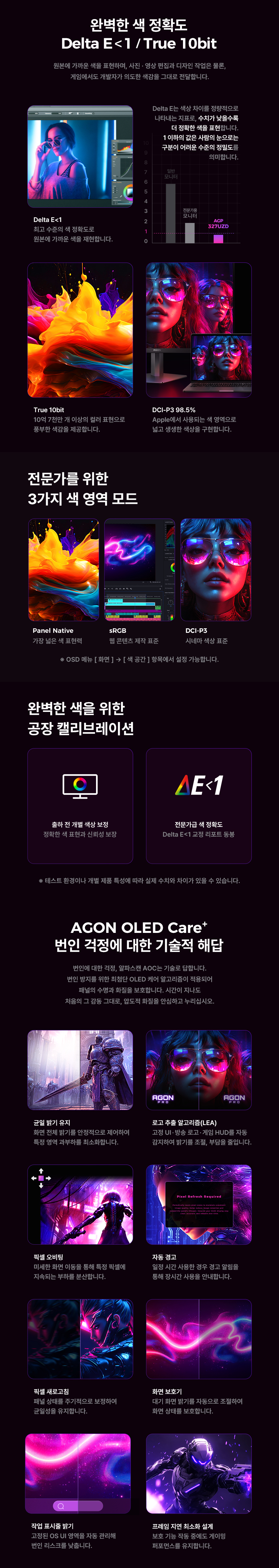 알파스캔 에이건 AGP327UZD 게이밍 4K UHD 듀얼모드 480 USB-C HDR 400 Ai 멀티스탠드 무결점