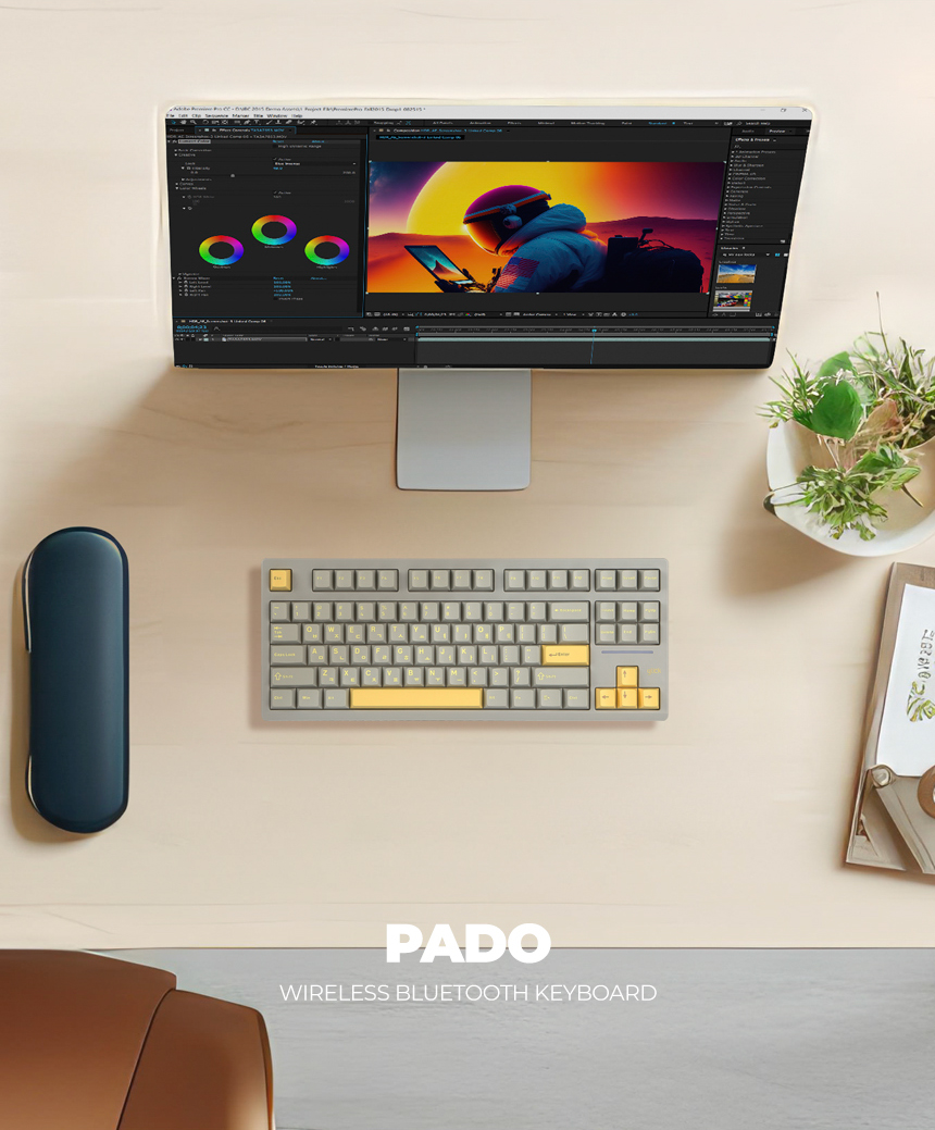 지클릭커 PADO87 무선 기계식 화이트 마린 (당근주황축)