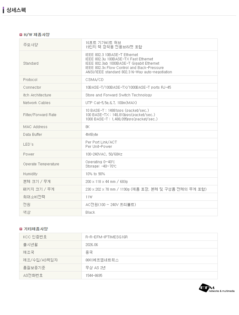 EFM ipTIME SG16R-mini 스위치허브