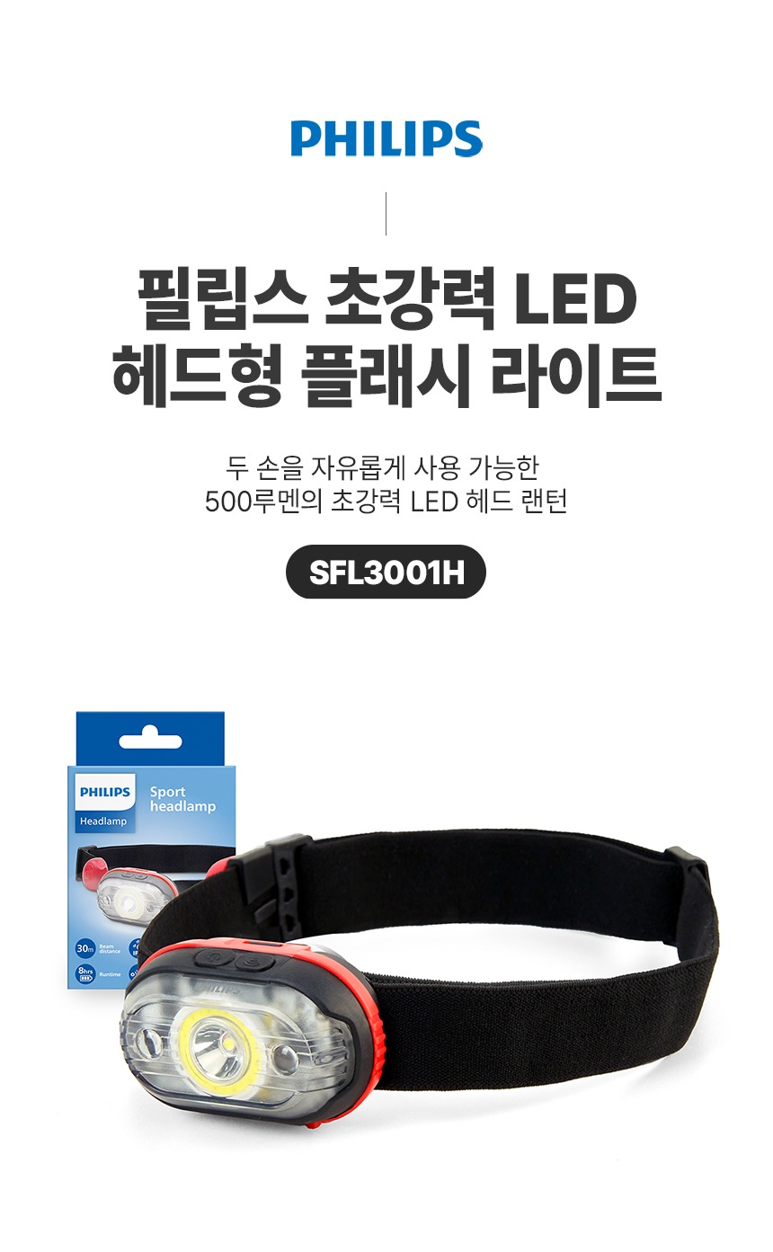 필립스 SFL3001H 초강력 LED 헤드형 플래시 라이트