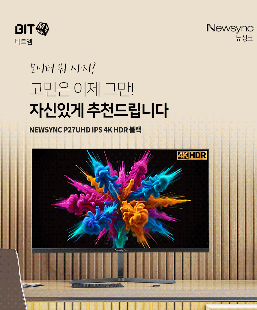 비트엠 Newsync P27UHD IPS 4K HDR 블랙