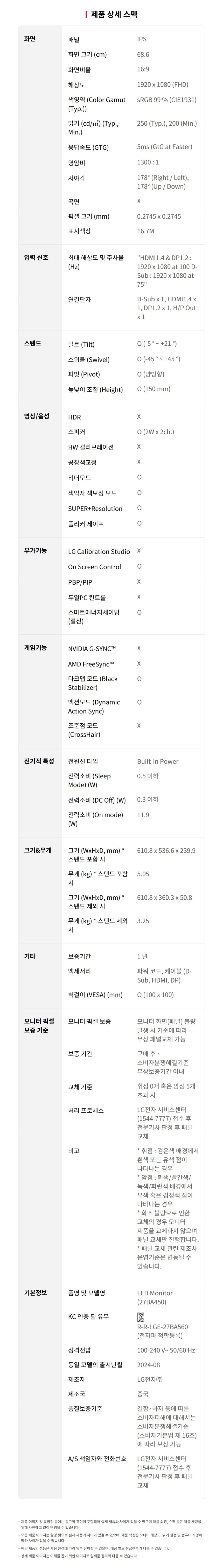 LG전자 27BA450