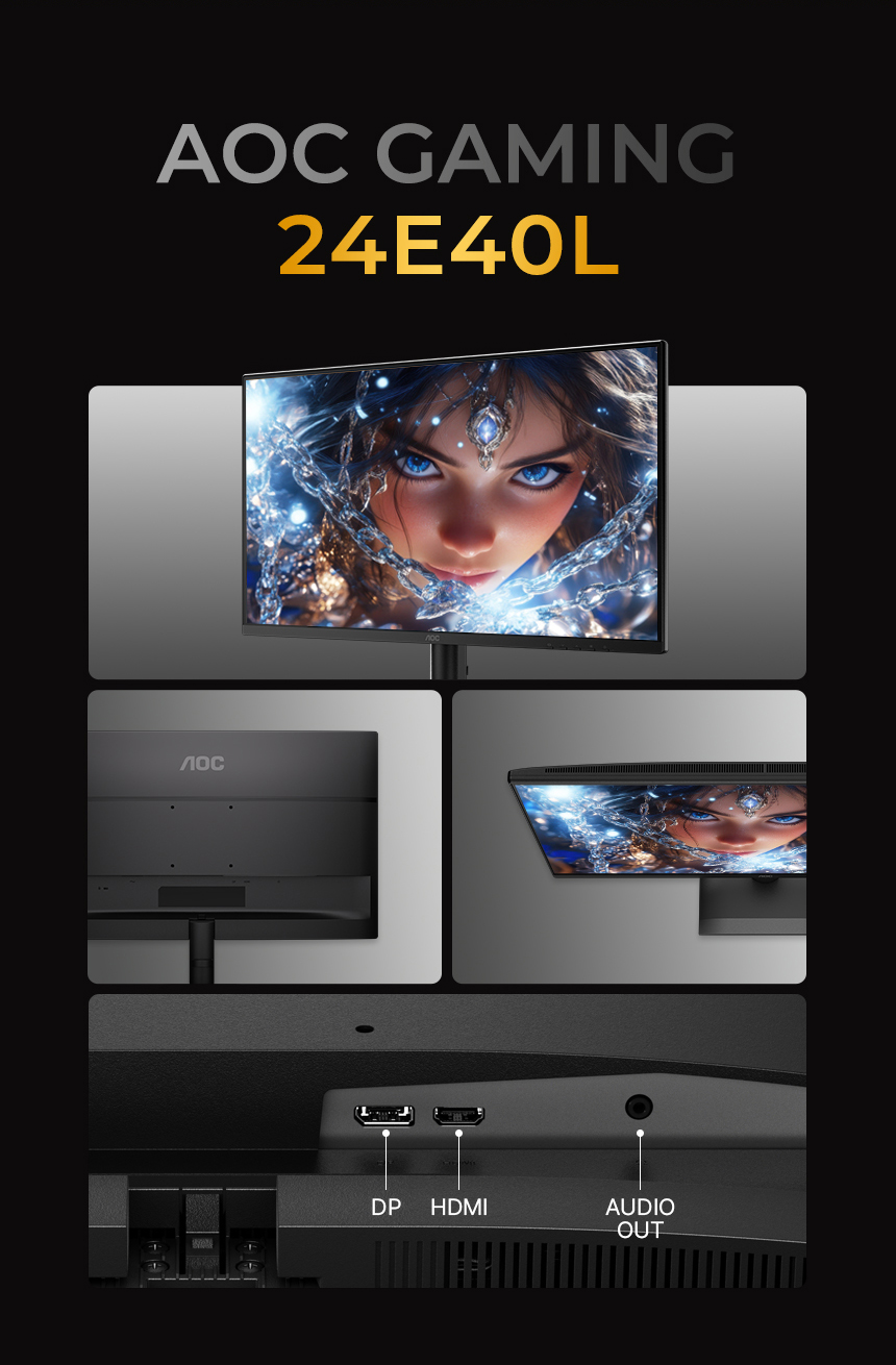 알파스캔 AOC 24E40L 게이밍 144 IPS 원형편광 시력보호 Ai HDR 무결점