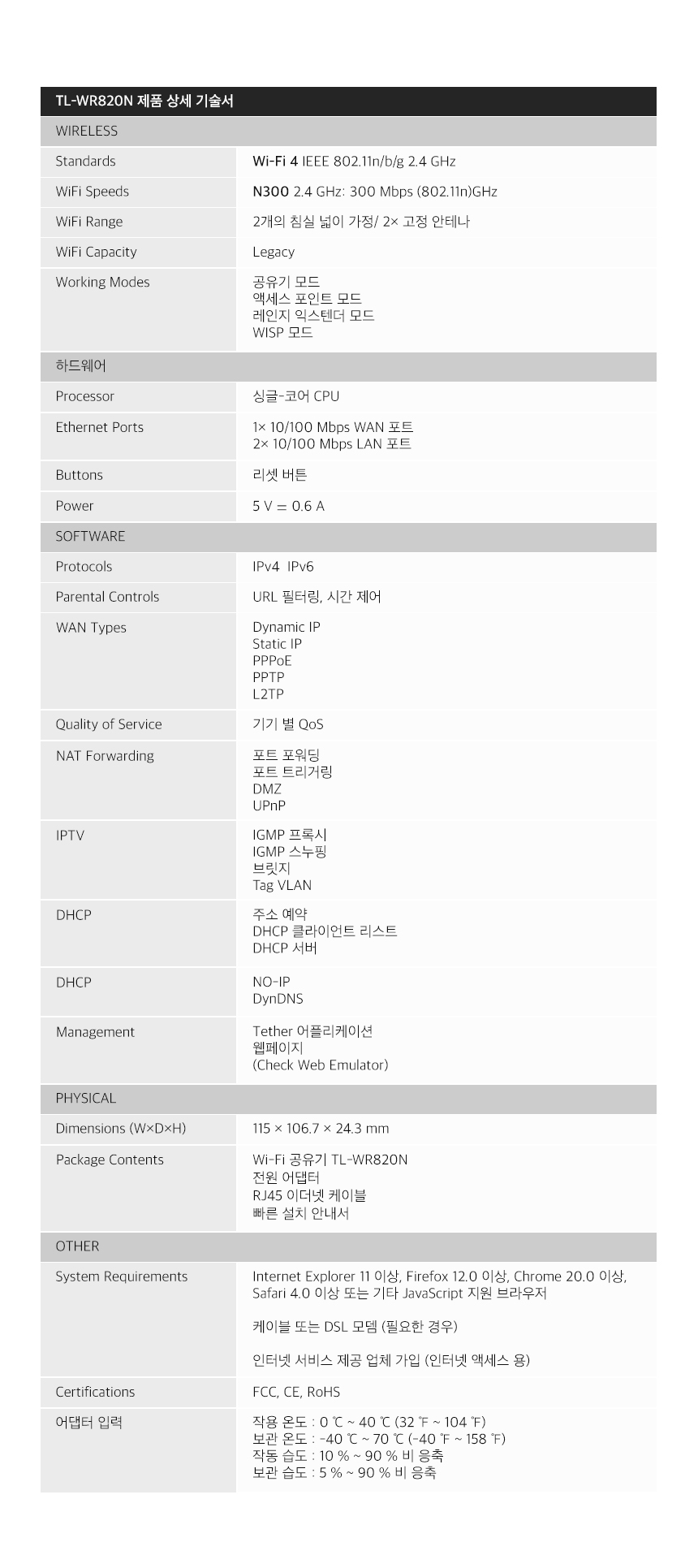 TP-LINK TL-WR820N 유무선공유기