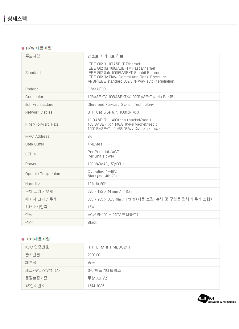 EFM ipTIME SG24R-mini 스위치허브