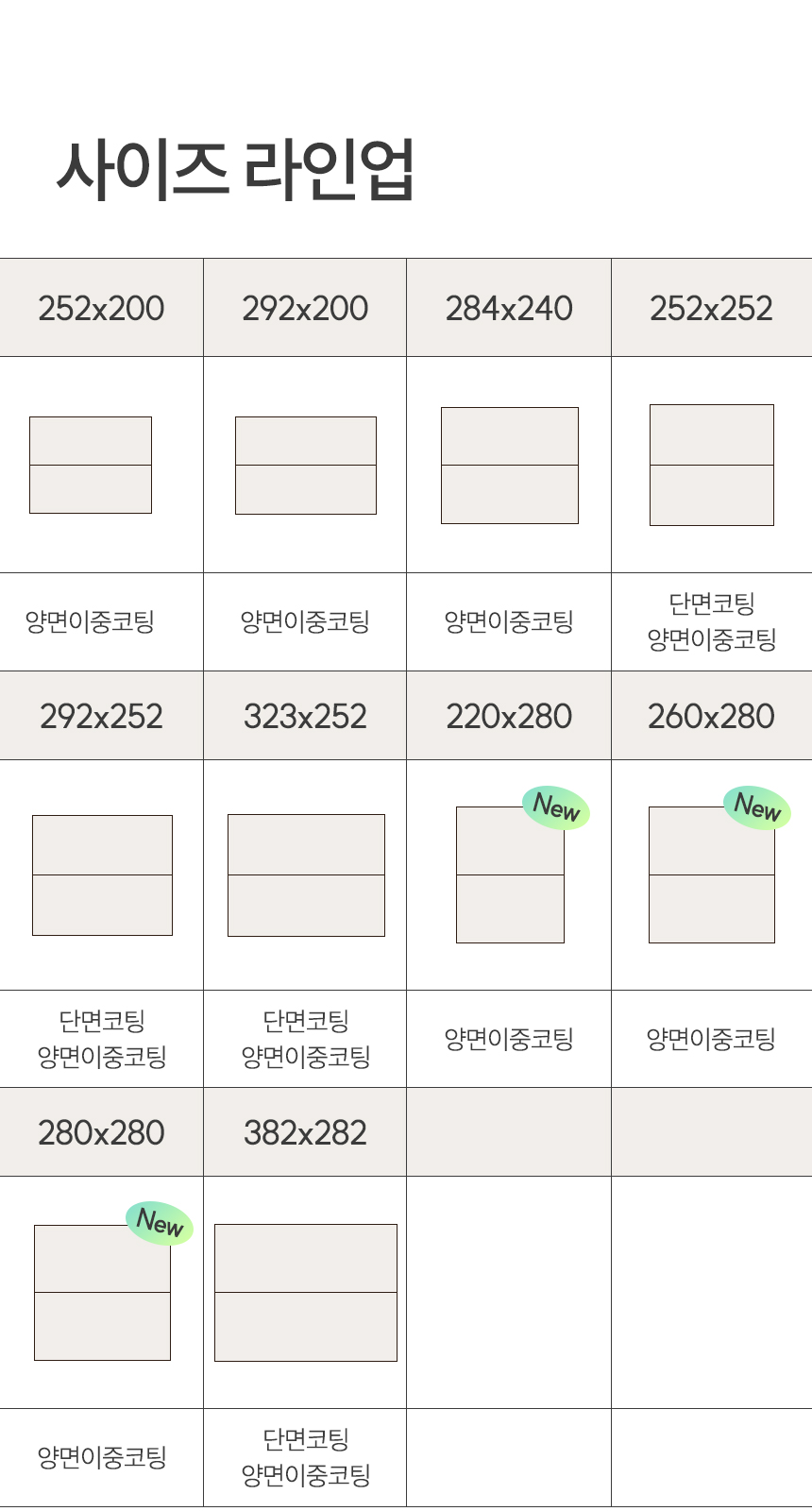 사이즈 라인업