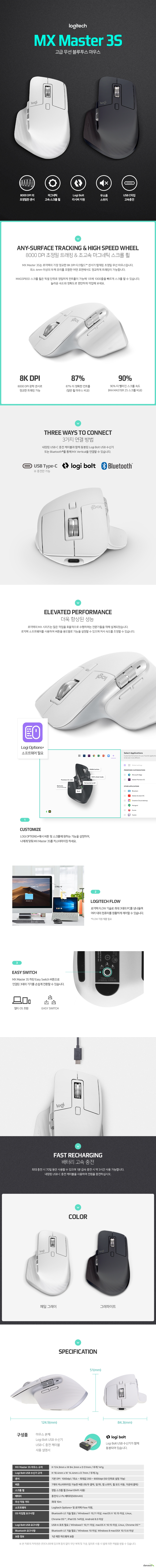 로지텍 MX Master 3S (정품) (화이트)