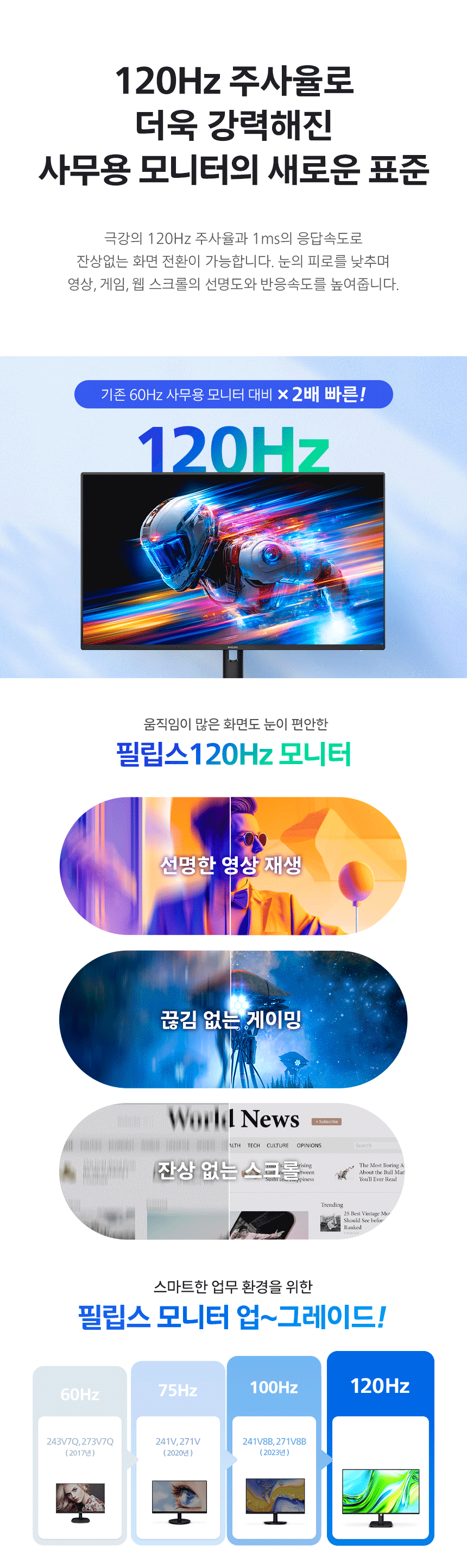 필립스 27E1N2100A 120 시력보호 4면 보더리스 스피커 무결점