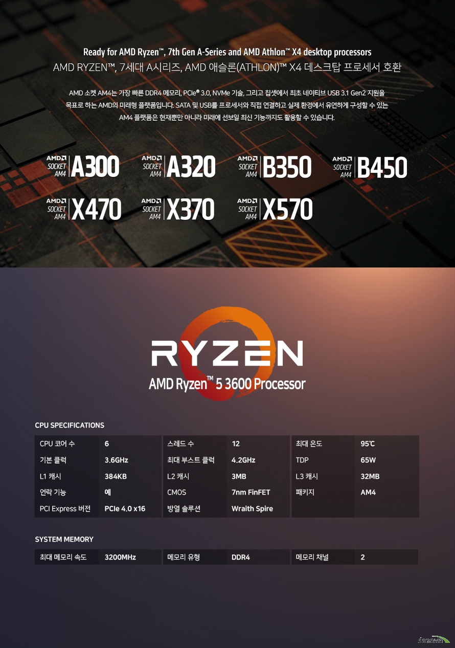 AMD 라이젠5-3세대 3600 (마티스) (해외구매)
