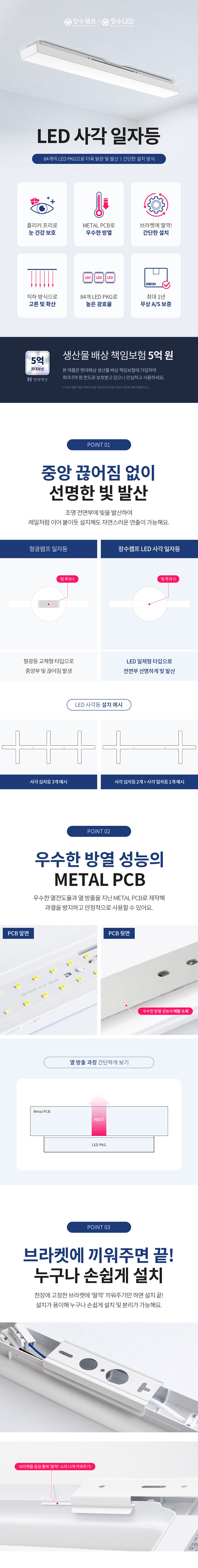 LED 사각 일자등 30W
