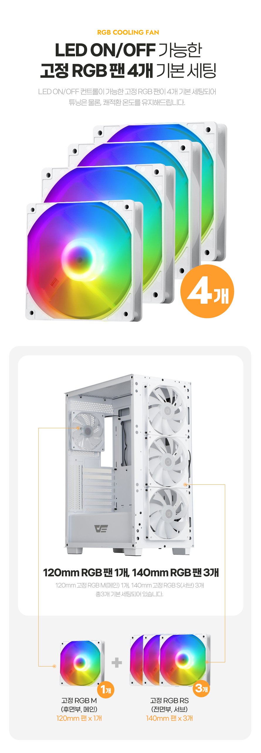darkFlash DK370 MESH RGB 강화유리 (화이트)