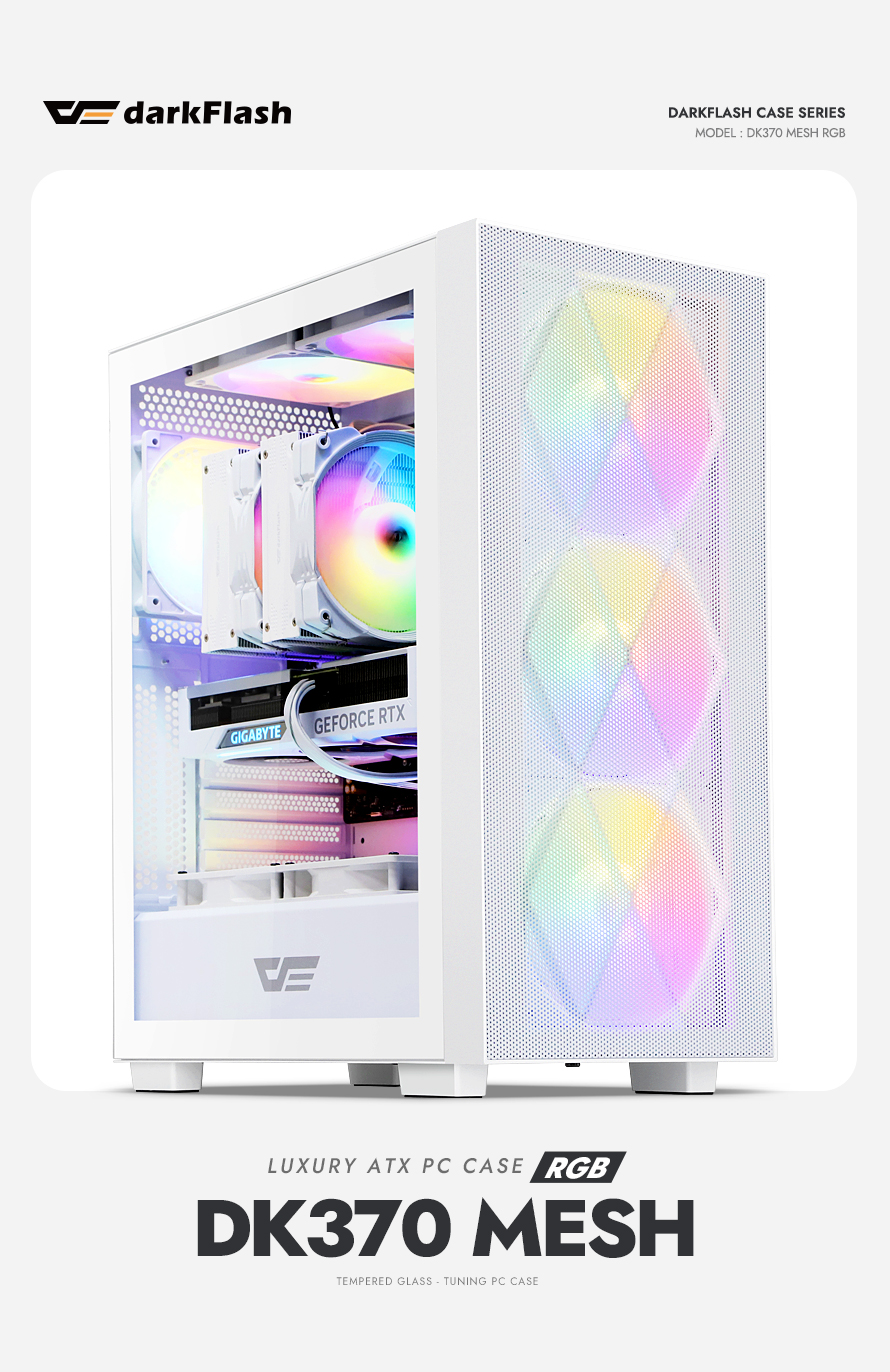 darkFlash DK370 MESH RGB 강화유리 (화이트)