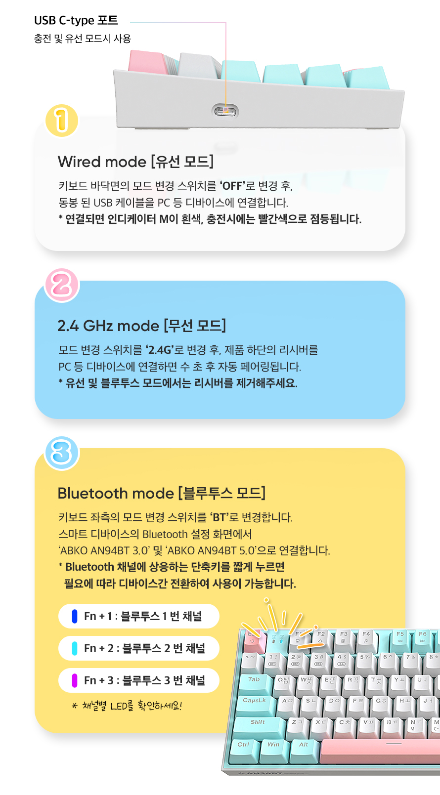 앱코 AN94BT 무선 블루투스 기계식 레몬바스켓 (청축)