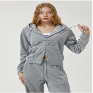 Velour Embroidery Hood Zip-up / WHMZF4V21F
