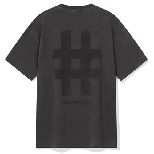 스탬프 해시태그 가먼트 다잉 티셔츠 차콜_BA262TS004CH