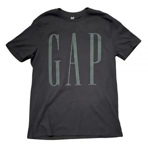 GAP Factory 남성용 빅 씬 로고 크루넥 티셔츠, 블랙 다크 그레이 로고 , XL 162161_이미지