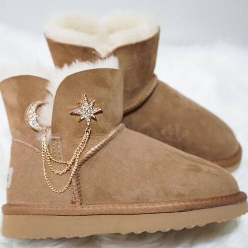 UGG FORU 따뜻한 여성용 호주 클래식 스노우 부츠 태슬 달린 진짜 양가죽 천연 모피 겨울 앵클 -6 없음 5.Chestnut.._이미지