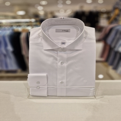 ST듀퐁 셔츠 SE4FM21LS303SWH 컴포터블 순면 120수 와이드 카라 화이트 슬림 핏 셔츠_이미지