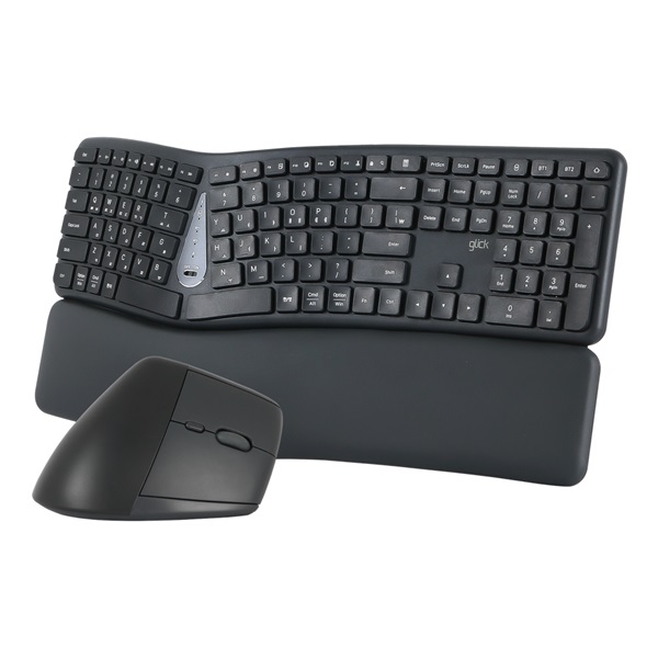 지클릭커 OFFICEPRO EMK300 인체공학 무선 키보드 마우스 세트 (블랙)_이미지