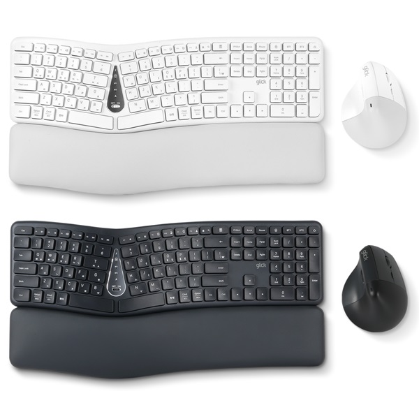지클릭커 OFFICEPRO EMK300 인체공학 무선 키보드 마우스 세트 (블랙)_이미지