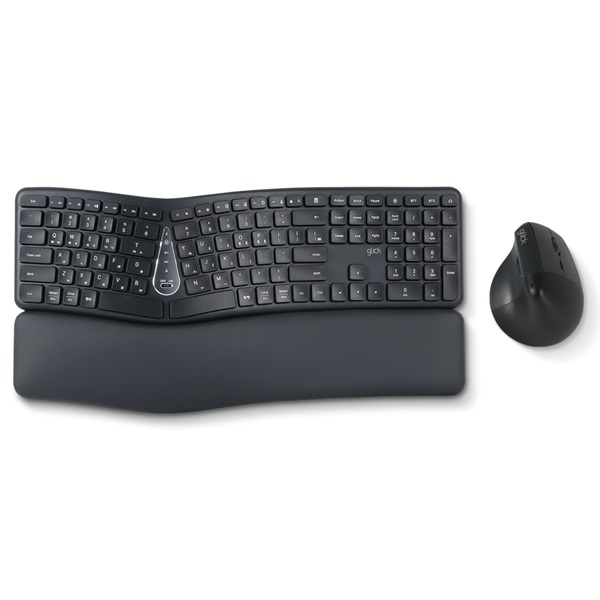 지클릭커 OFFICEPRO EMK300 인체공학 무선 키보드 마우스 세트 (블랙)_이미지