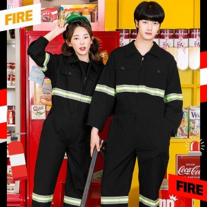유투 119 소방점프슈트 오렌지 긴팔 점프수트 반티 할로윈 졸업사진 체육대회 스즈끼복 ST613A_이미지