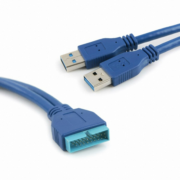라이트컴 COMS USB 포트 3.0 Y형 케이블 20P to 2port USB 청색 (ITA001, 0.25m)_이미지