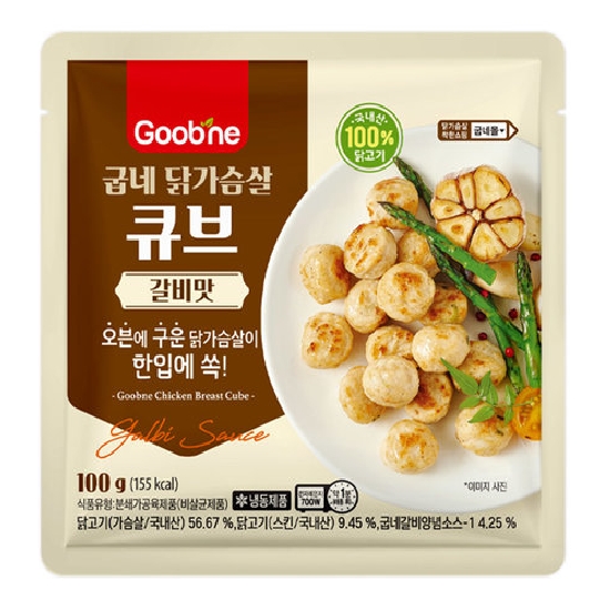 지앤건강생활 굽네 닭가슴살 큐브 갈비맛 100g (5개)
