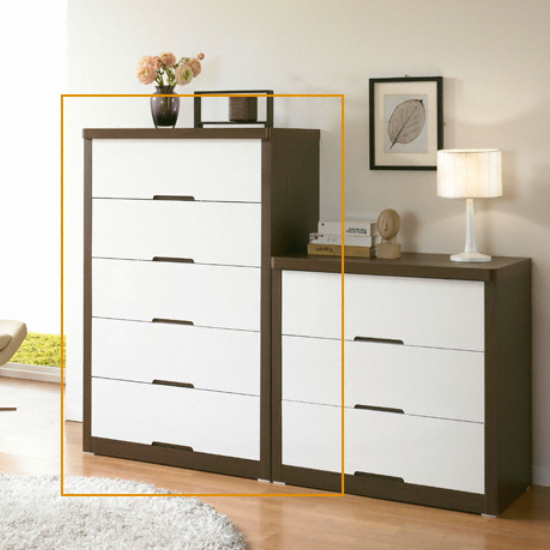 진영가구 드림 베스트 월넛 3자 5단 서랍장 (90cm)