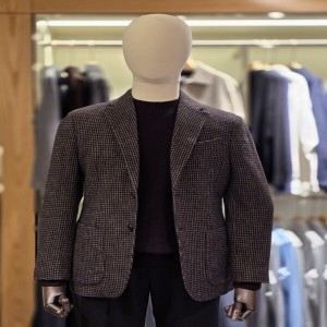 신원 지이크 가을/겨울 캐주얼 원단 모직 깅엄 체크 자켓 PJEAX4067 BR HDCH