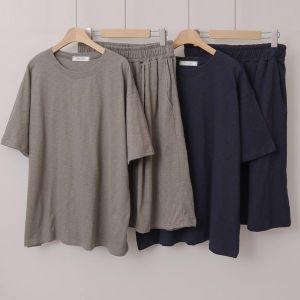 아이우먼 빅사이즈반팔투피스 U805L506 흐림와이드반바지_이미지