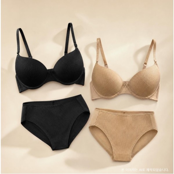  비비안 골지라인 기본학생 여성브라 햄팬티 세트 BR088A BP0888P