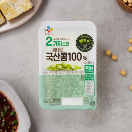 CJ제일제당 행복한콩 천일염 두부 부침용 180g (1개)_이미지