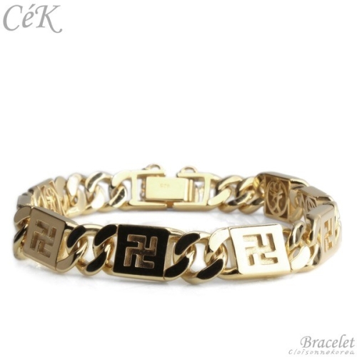 클루아조네코리아 은팔찌 불교 만자 옴자 골드 플레이팅 CeK 2287GM