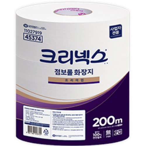유한킴벌리 크리넥스 프리미엄 점보롤 화장지 2겹 200m (12롤)