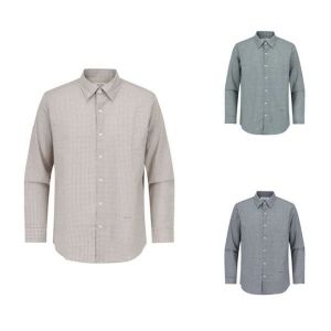 에디션 남성 스판 미니 체크 긴팔 셔츠 NNF3WC1922_이미지