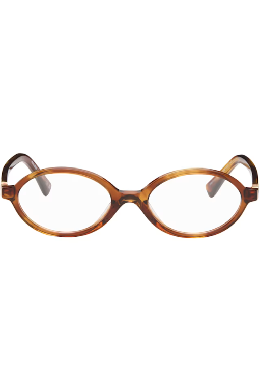 미우미우 Brown Breaking the Rules Oval Glasses 261209F004003_이미지